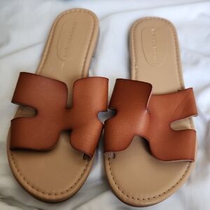 Madden Girl Tan Slide Sandals
